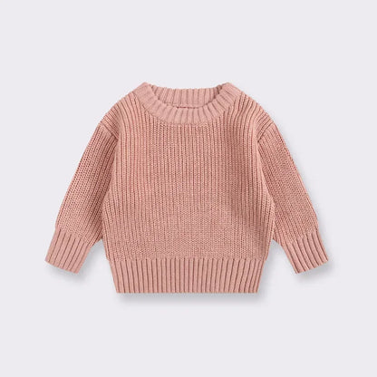 Cotton Crewneck Baby Sweater for Boys and Girls, Long Sleeve Ribbed Knit Pullover for Infants and Kids, Everyday Cool Weather Layering