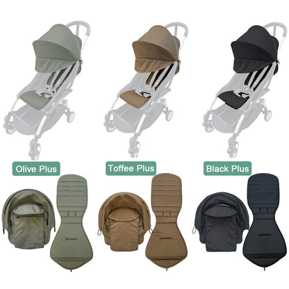 Stroller Replacement Fabric Set for Babyzen YOYO and YOYO2, MomTan Canopy with Storage Pocket and Padded Seat Cushion, Multiple Color Options