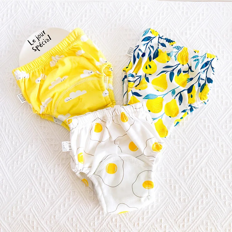 Toddler Potty Training Pants 3-Pack, 6-Layer Washable Cotton Learning Underwear with Elastic Waist and TPU Layer in 8–18 kg Size Options