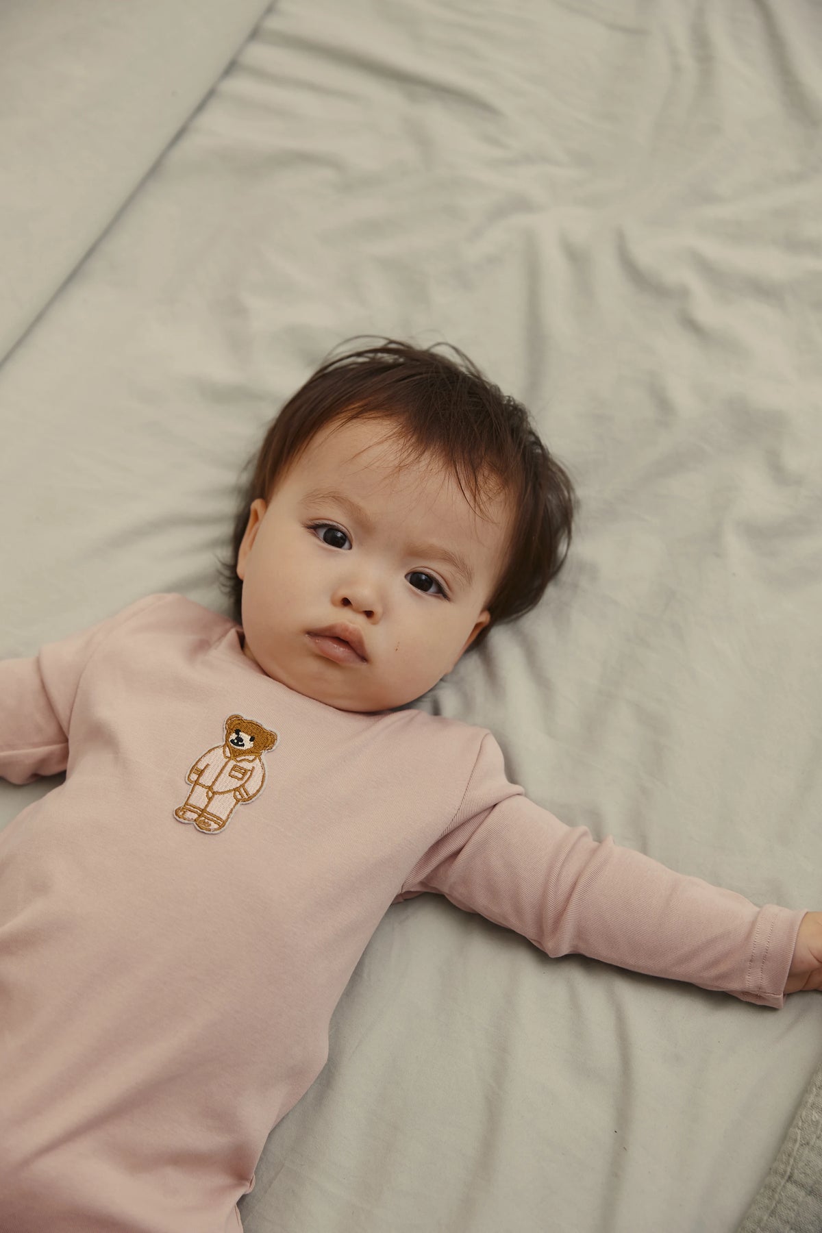 Kids Button Front Loungewear with Teddy Bear Motif, Long Sleeve Shirt and Pants Sets, Dress and Baby Romper Options in Blue, Pink and Red