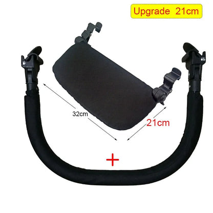 Stroller Footrest and Armrest Accessory Options, 16 cm or 21 cm Oxford Cloth Footboard with Optional Bumper Bar for Compatible Pushchair Frames