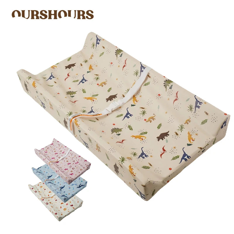 Diaper Changing Pad with Printed or Solid Color Designs, Contoured Sides and Buckle Strap, Wipeable Baby Mat for Dresser and Changing Table Care