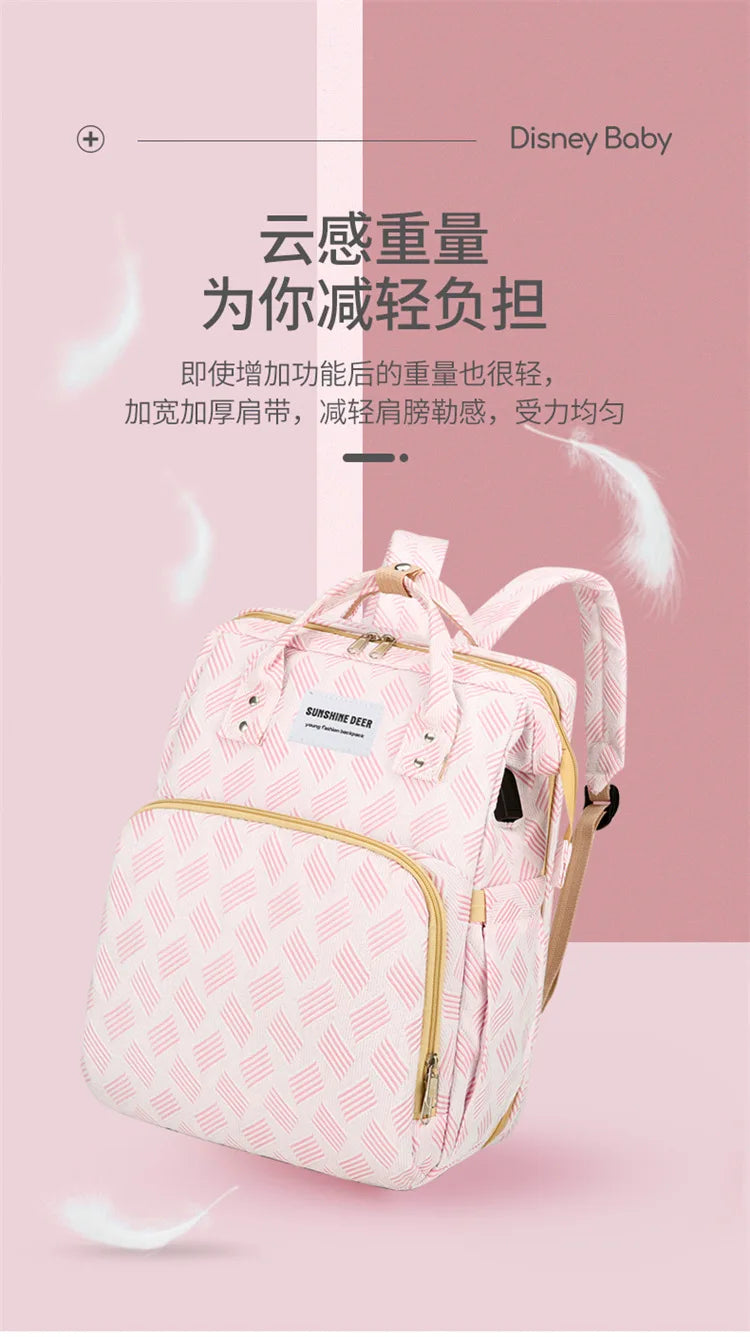 Convertible Diaper Bag Backpack with Fold-Out Changing Area and Stroller Hooks, 30 x 20 x 40 cm Baby Essentials Organizer for Parents