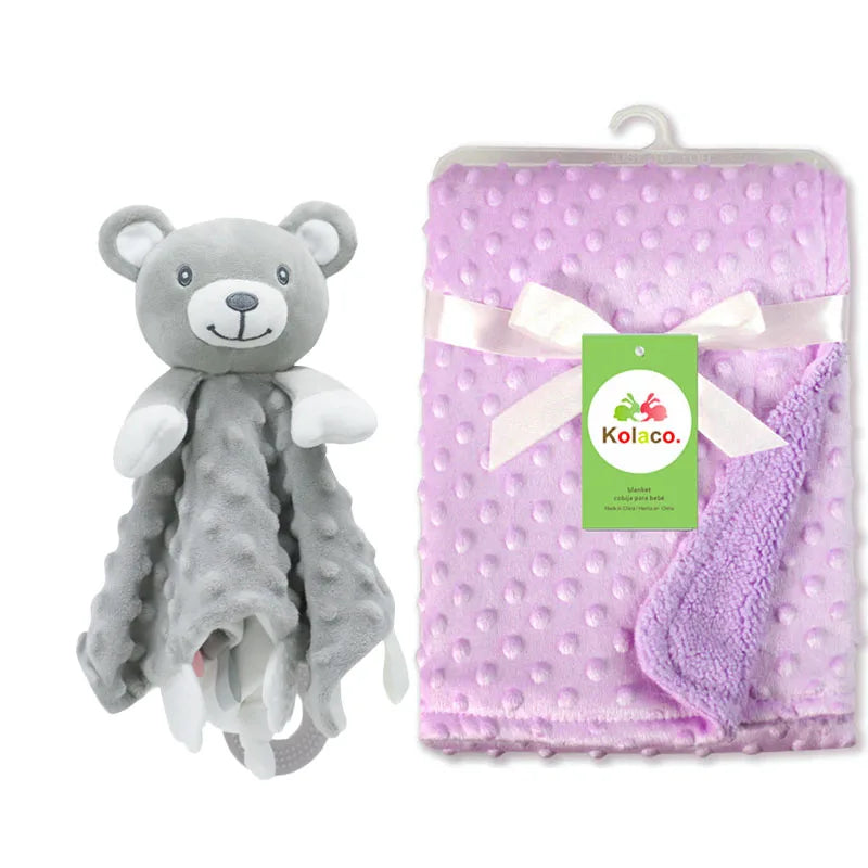 Personalized Minky Baby Blanket and Animal Lovey Options with Custom Name Embroidery, Textured Dot Keepsake for Boys and Girls and Baby Shower Gifts
