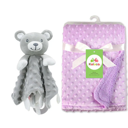 Personalized Minky Baby Blanket and Animal Lovey Options with Custom Name Embroidery, Textured Dot Keepsake for Boys and Girls and Baby Shower Gifts