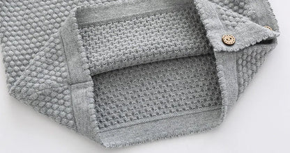 Baby Cotton Knit Sweater Set with Side Buttons and Matching Pants, Textured Two-Piece Outfit for Boys and Girls, Newborn to Toddler Sizes