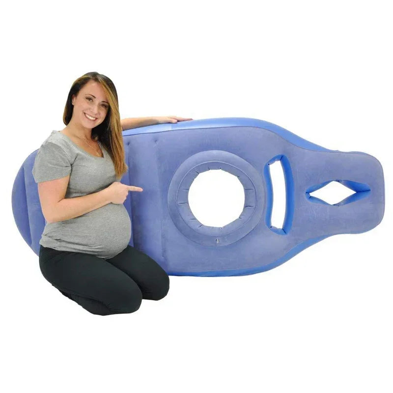 Pregnancy Lounging Mat with Belly Opening, Inflatable Maternity Body Pillow with Flocked PVC Surface, 170 cm Rest Cushion for Expecting Moms
