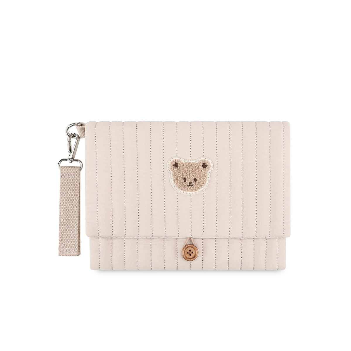 Hanging Diaper Organizer Bag with Foldable Design, Bear Detail and Wrist Strap for Baby Essentials, Everyday Outings and Family Travel