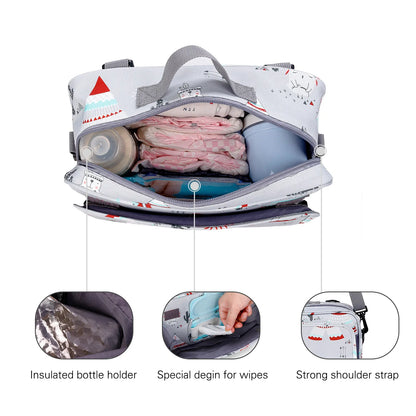 Baby Diaper Bag Wet Dry Storage Pouch with Printed Designs, Reusable Organizer for Diaper Changes, Baby Essentials and Everyday Outings