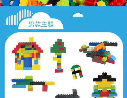 Creative Building Brick Set, 300 or 500 Colorful DIY Pieces for Open-Ended Construction, City Scenes, Counting and Shape Sorting Play