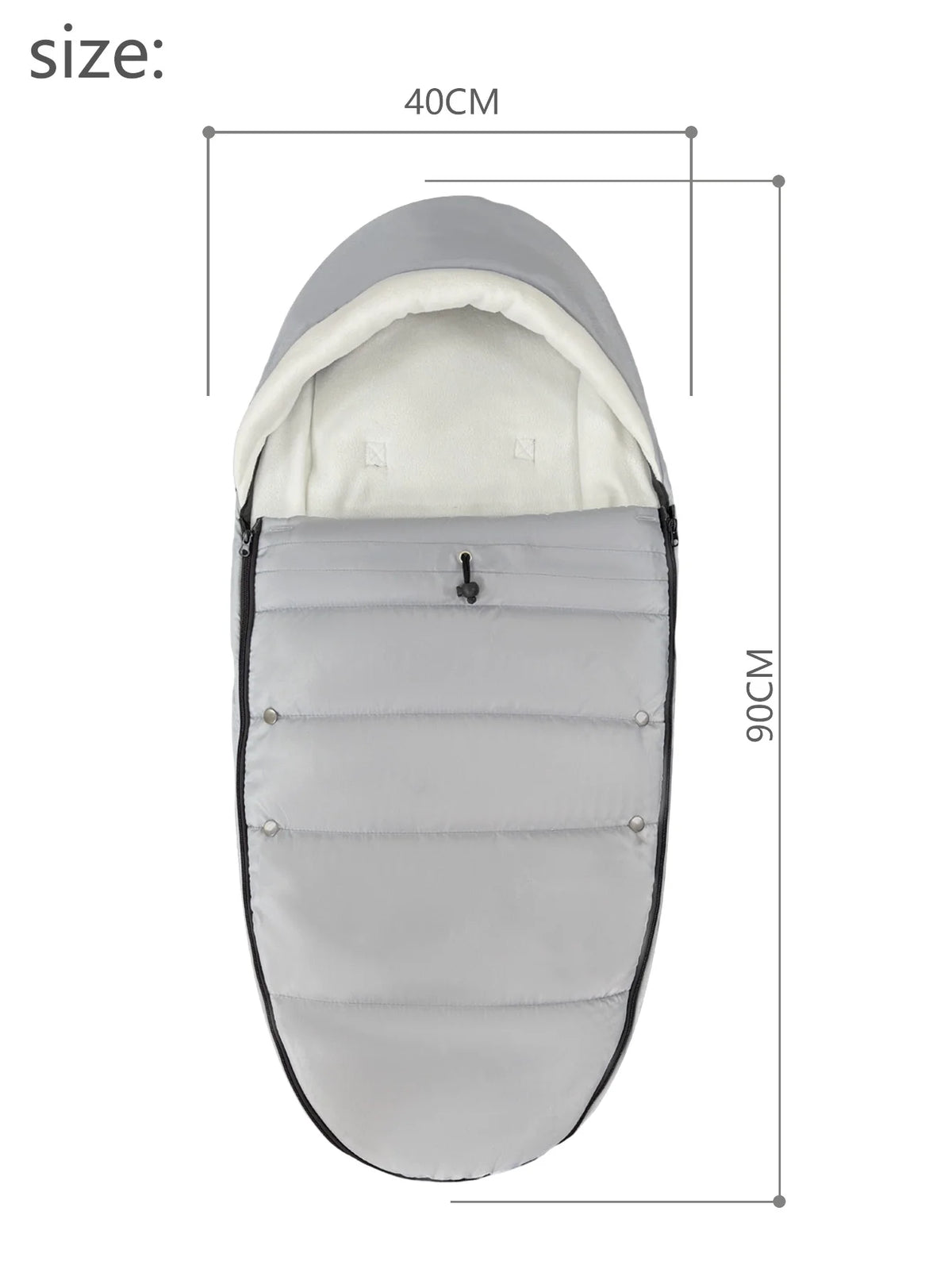 Convertible Stroller Footmuff 87 x 40 cm with Fleece Lining and Detachable Front Cover, Two-Way Zipper Pram Seat Liner in Seven Colors