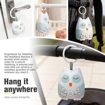 Owl Baby Sound Machine with Cry Sensor, 30 Soothing Sounds, Breathing Night Light and 30/60/90-Minute Timer, USB-C Rechargeable for Nursery & Travel