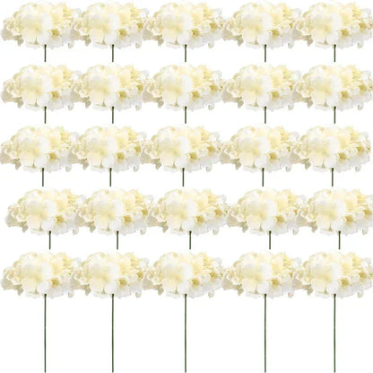 Silk Hydrangea Flower Heads, 25-Piece Artificial Flowers with Flexible Stems for DIY Wedding Centerpieces, Baby Shower and Home Party Decor