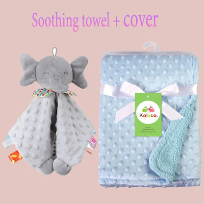 Embroidered Name Baby Blanket and Animal Comforter Options, Personalized Minky Bubble-Texture Keepsake with Single-Item and Two-Piece Gift Choices