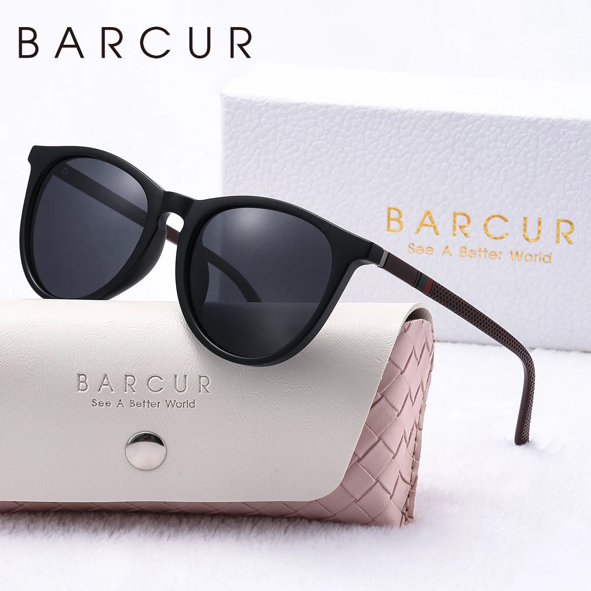 Women's Round Polarized Sunglasses by BARCUR, Lightweight PC Frame with Retro-Inspired Style and Eight Color Options for Travel and Everyday Outings