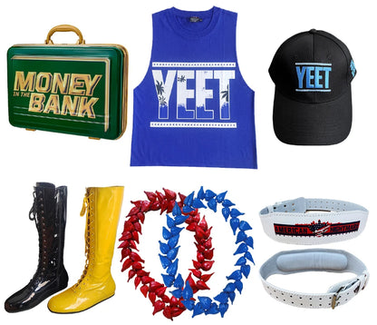 YEET Graphic Sunglasses with Jey Uso Main Event Lettering, Colorful Shield-Style Fan Shades in Children's and Adult Options for Party Outfits