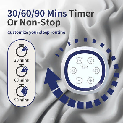 24-Sound White Noise Machine with Warm Breathing Night Light, 30/60/90-Minute Auto-Off Timer and USB Rechargeable Design for Nursery and Travel