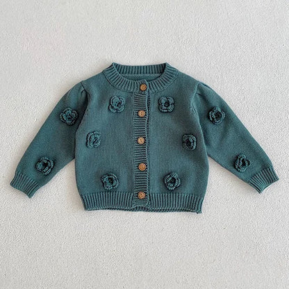 Baby Girl Knit Cardigan Sweaters with Long Sleeves, Korean-Style Infant and Toddler Layering Coats in Multiple Designs, Sizes 3M to 3T