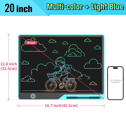 Rechargeable LCD Writing Tablet for Kids, 16 or 20 Inch Color Drawing Board with Screen Lock, Erase Button and Stylus for Learning and Memos
