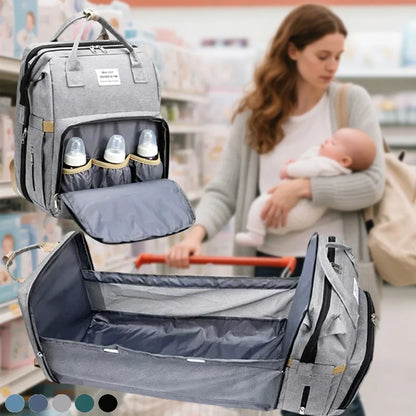 Diaper Bag Backpack with Fold-Out Changing Station, Large Capacity Baby Essentials Organizer with Bottle Pockets and Changing Mat for Parents