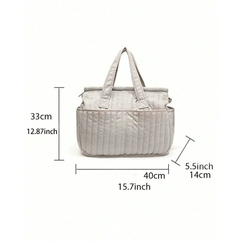 Textured Diaper Tote Bag with Zipper Closure, Interior Organizer Pockets and Carry Handles, Solid Color Baby Essentials Bag for Everyday Outings