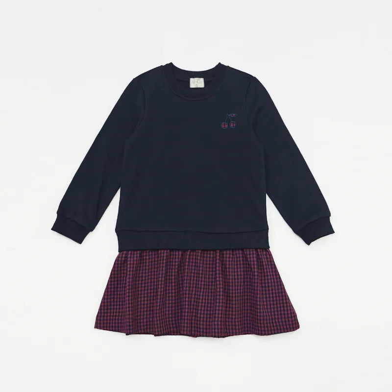 Maroon Gingham Sibling Matching Outfits, Cotton Navy and Burgundy Sweatshirt Dresses, Tops, Jumpers and Baby Rompers for Boys and Girls
