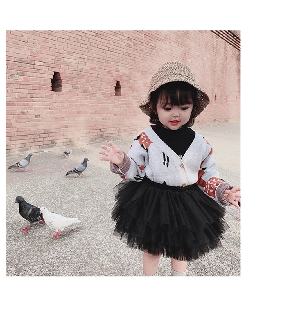 Tiered Tulle Tutu Skirt for Toddler and Little Girls with Gathered Waistband, Fluffy Solid Color Pettiskirt for Birthdays, Dance and Dress-Up