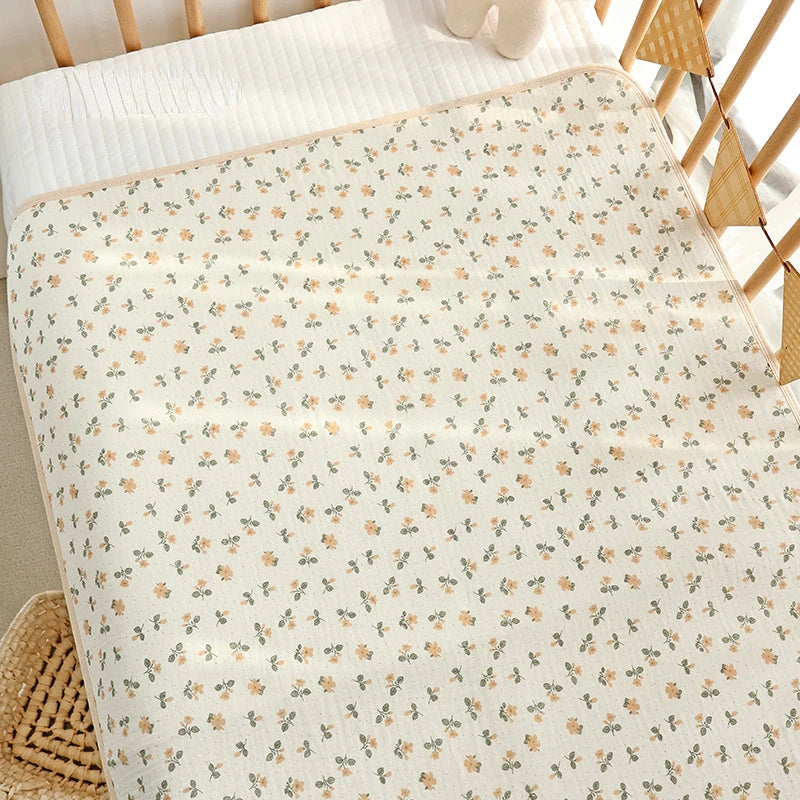 Washable Cotton Diaper Changing Mat, Large Waterproof Baby Changing Pad with Printed Designs for Everyday Nursery Diaper Care