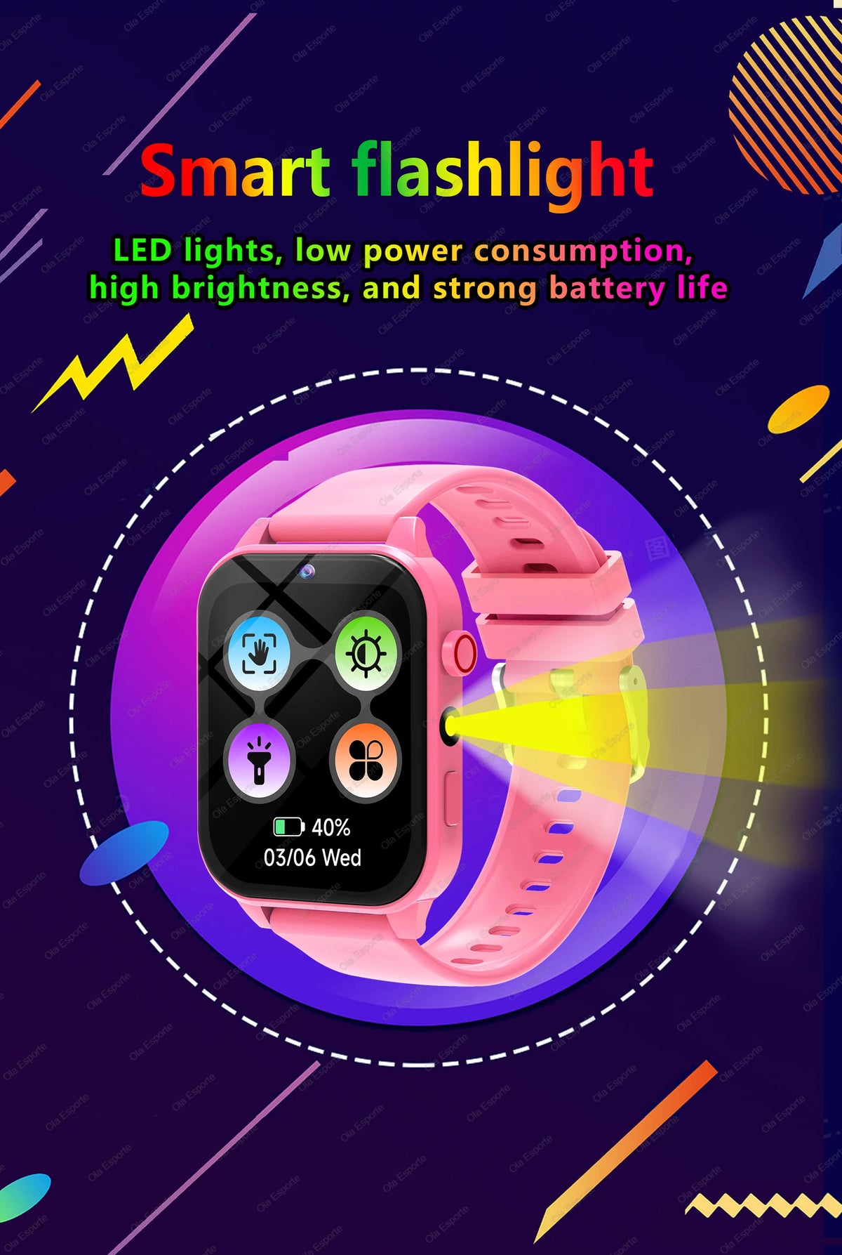 Kids Game Smartwatch HT30 with 18 Games, Camera, 1.83-Inch Screen, Step Counter, Alarm, Calculator and Flashlight in Four Color Choices
