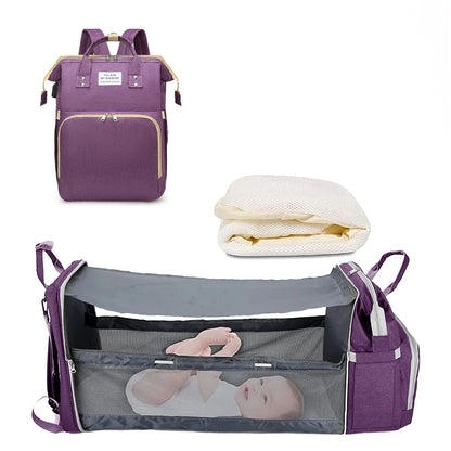 Diaper Backpack with USB Port and Fold-Out Changing Station, Type 1 and Type 3 Baby Essentials Bag with Organized Storage for Moms and Dads
