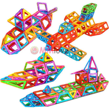 Magnetic Building Blocks for Kids, Large Colorful Geometric Construction Set with 84, 119 or 168 Pieces for Creative STEM Play