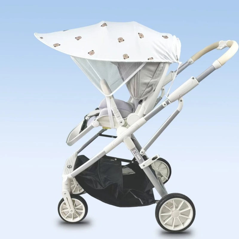 Baby Stroller Shade Extender, Pushchair Sun Awning in Black, Dinosaur, Bear or Star Designs for Extra Canopy Coverage on Outdoor Family Walks