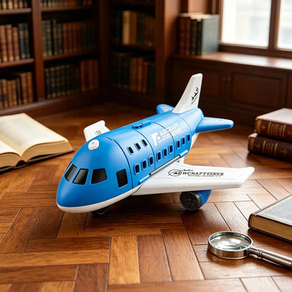 Passenger Airplane Toy with Foldable Storage Design, Wheeled Plane Model for Kids Pretend Airport Play in Red, Blue, Yellow or Green