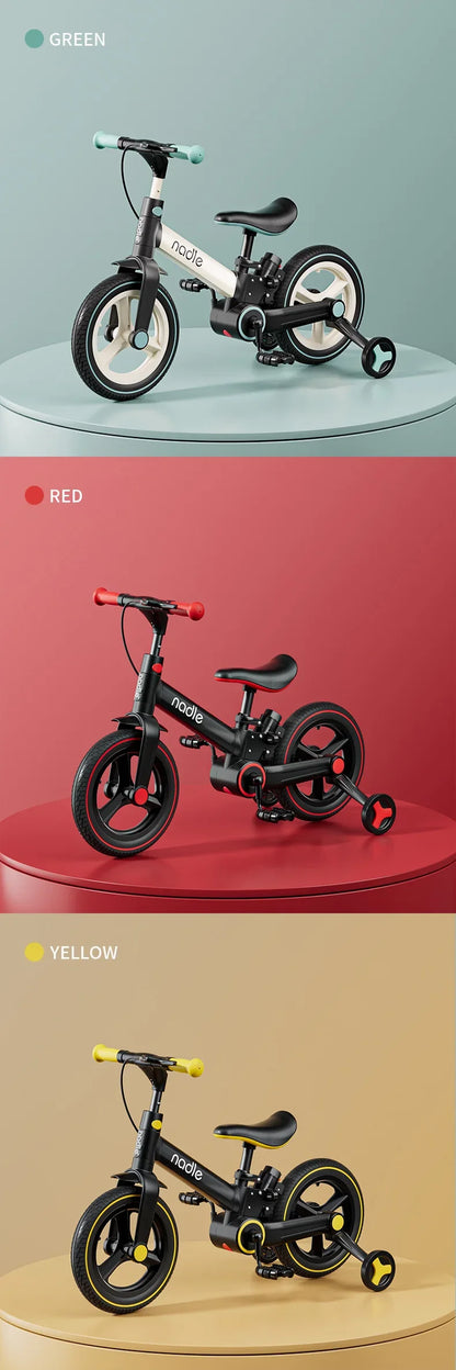 Toddler Balance Bike 4-in-1 with Training Wheels and Parent Push Handle, Lightweight Foldable Kids Bicycle for Boys and Girls Ages 2–6