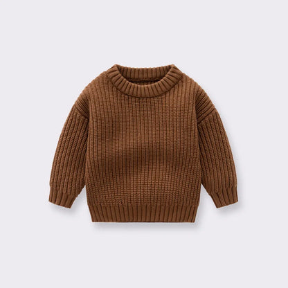 Cotton Crewneck Baby Sweater for Boys and Girls, Long Sleeve Ribbed Knit Pullover for Infants and Kids, Everyday Cool Weather Layering