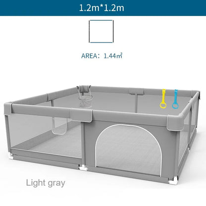 Baby Playpen with Pull Rings by IMBABY, Light Gray Mesh Activity Fence with Zippered Door and Multiple Size Options for Supervised Play