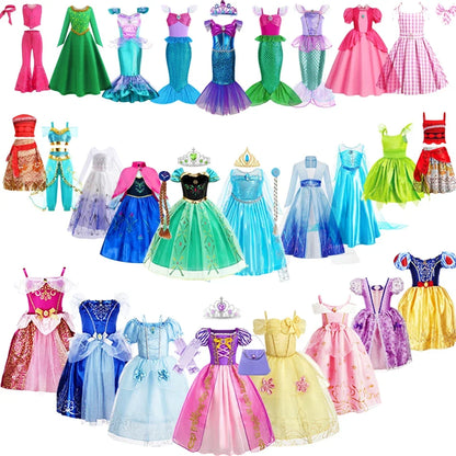 Princess Dress-Up Costumes for Girls with Mermaid and Fairy-Tale Style Options, Cotton-Blend Outfits for Birthdays, Halloween and Pretend Play