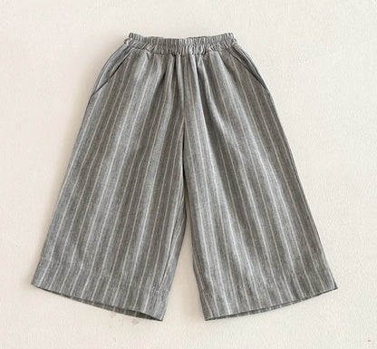 Cotton Toddler Striped Pants with Pull-On Elastic Waist, Relaxed Long Trousers for Boys and Girls in Six Colors, Sizes 12-24M to 5-6Y