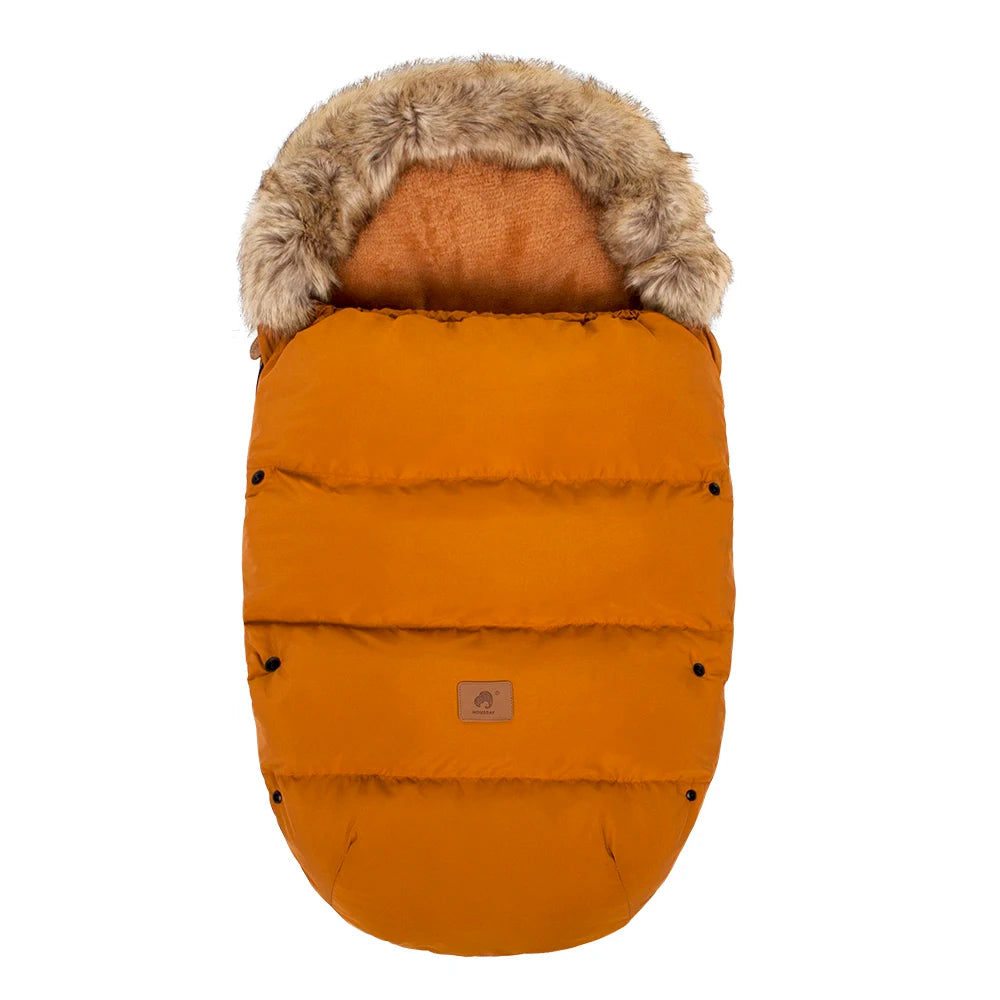 Winter Pram Footmuff with Two-Way Zipper and Removable Fur-Style Collar, Baby Stroller Sack for Cold-Weather Walks in Solid and Printed Styles