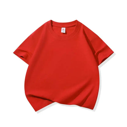 Kids Solid Color Cotton T-Shirt, 180gsm Short Sleeve Crewneck Basic Tee for Boys and Girls in 18 Colors for Summer and Everyday Casual Outfits