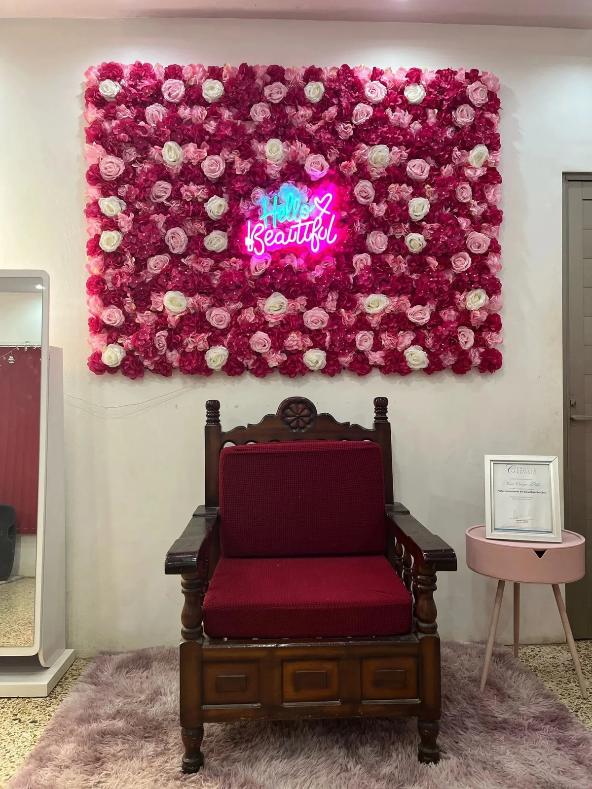 Artificial Flower Wall Panels with Fabric Roses, 40 x 60 cm Reusable Floral Backdrop for Baby Showers, Weddings, Birthdays & Home Decor
