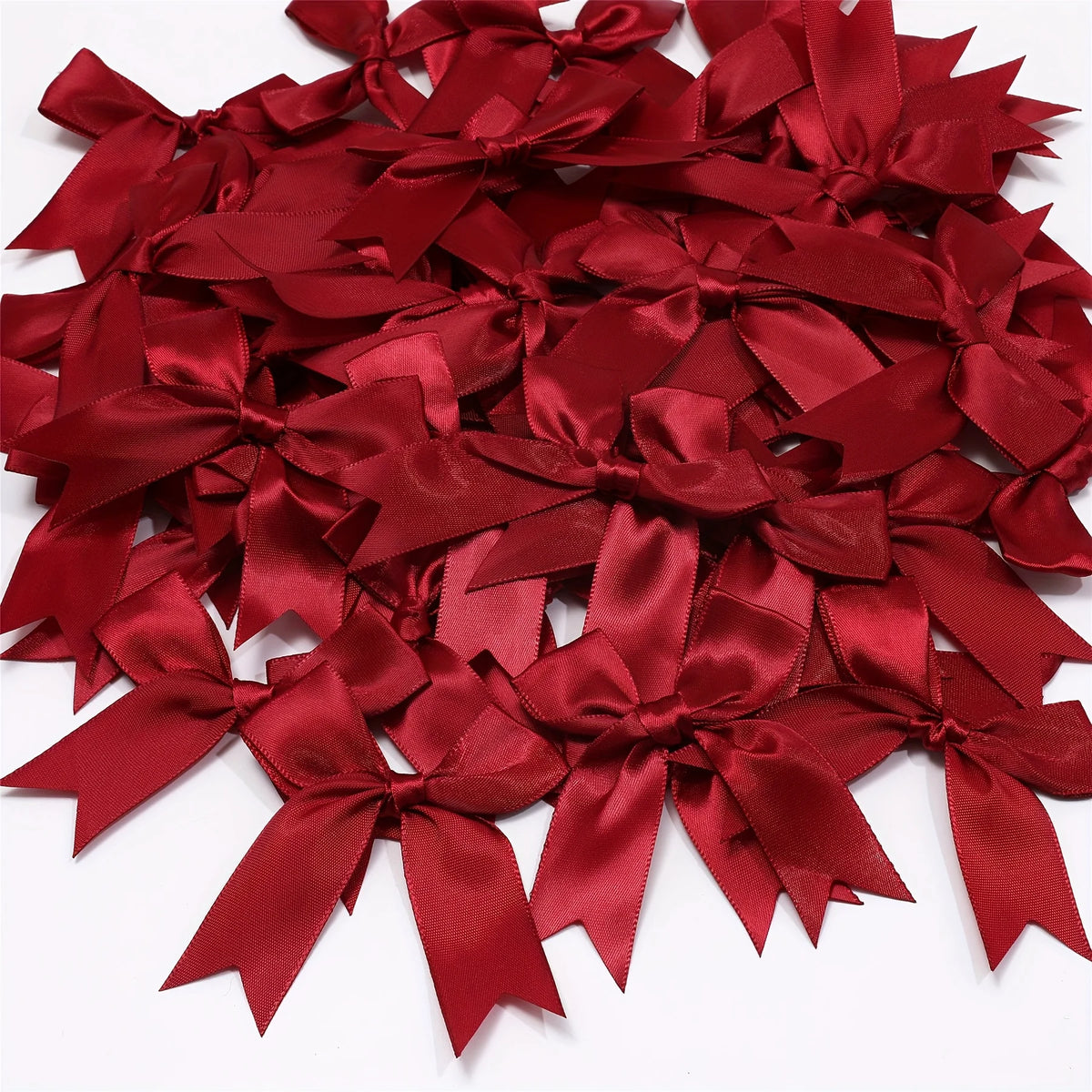 Satin Ribbon Bows 50-Piece Pack for Gift Wrapping, Wedding Favors, Birthday Decorations and Holiday Crafts in Multiple Color Options