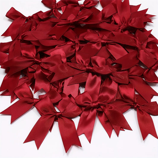 Satin Ribbon Bows 50-Piece Pack for Gift Wrapping, Wedding Favors, Birthday Decorations and Holiday Crafts in Multiple Color Options