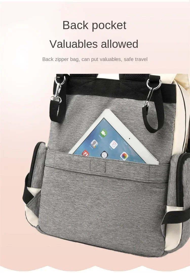 Flap-Top Diaper Backpack with Front Storage Pockets, Two Stroller Hooks and 53 x 34 cm Changing Mat for Baby Essentials and Everyday Parent Outings