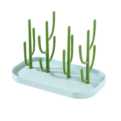 Cactus Baby Bottle Drying Rack with Branch Holders and Water Catch Tray, Portable PP Countertop Organizer for Bottles, Nipples and Pacifiers
