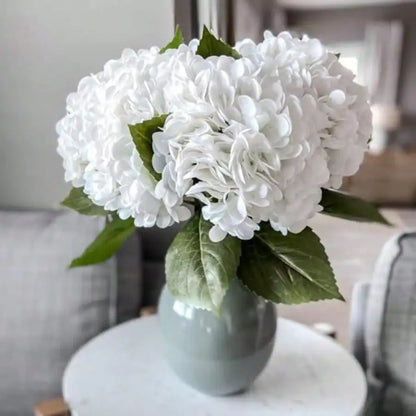 White Artificial Hydrangea Flowers, 4-Piece Large Faux Floral Bouquet for Wedding Centerpieces, Bridal Arrangements, Home, Office and Party Decor
