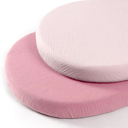 Cotton Bassinet Mattress Covers 2-Pack, Removable Washable Cradle Fitted Sheets with Textured Fabric for Compatible Nursery Mattresses