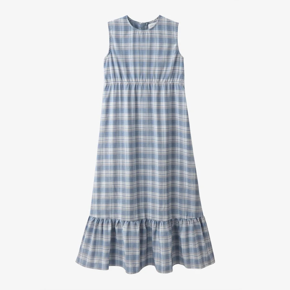 Blue Plaid Girls Maxi Dress and Tie-Front Knit Cardigan Options, Sleeveless Ruffle-Hem Dress or Cropped Long-Sleeve Layer for Teens