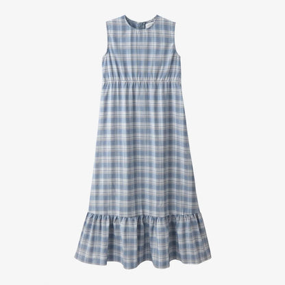Blue Plaid Girls Maxi Dress and Tie-Front Knit Cardigan Options, Sleeveless Ruffle-Hem Dress or Cropped Long-Sleeve Layer for Teens