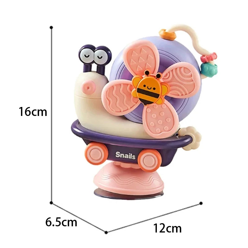 Suction Cup Snail Spinner Toy with Colorful Windmill and Wheeled Design for Supervised Sensory Play, Fine Motor Exploration and Gifting